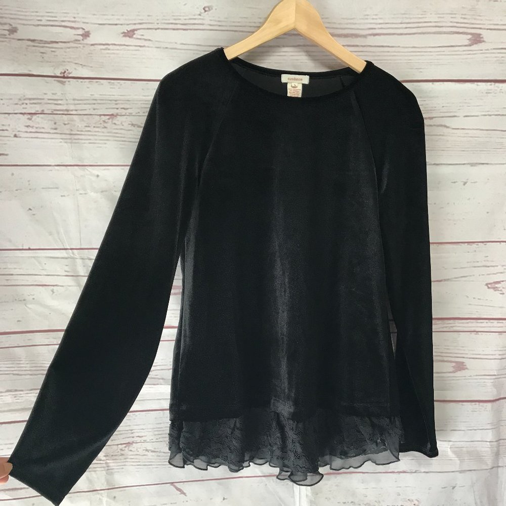 Sundance velvet shirt with lace detail hem